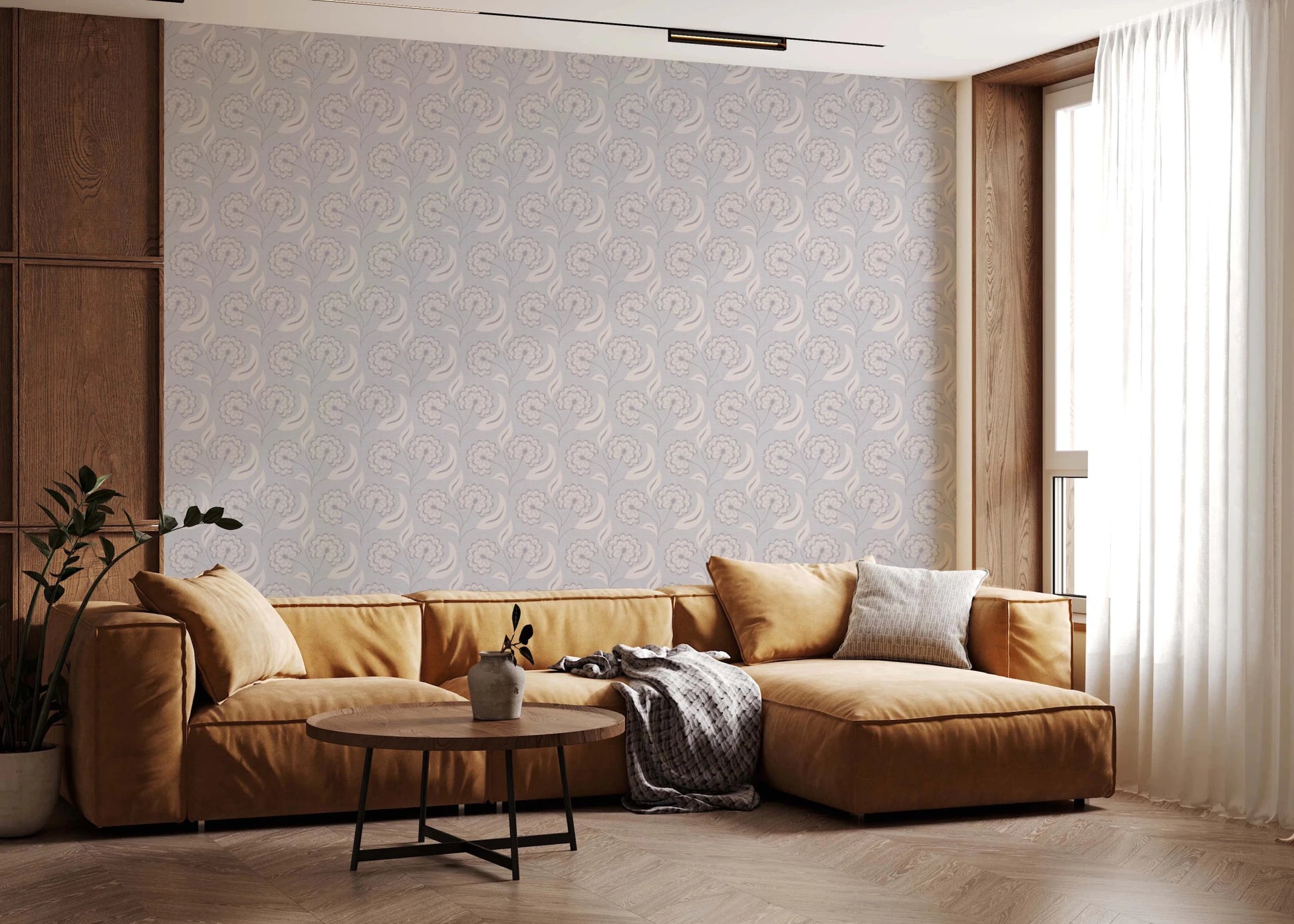 Serene Floral beige Wallpaper⁠