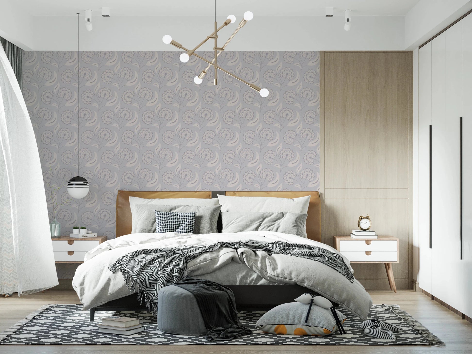 Serene Floral beige Wallpaper⁠