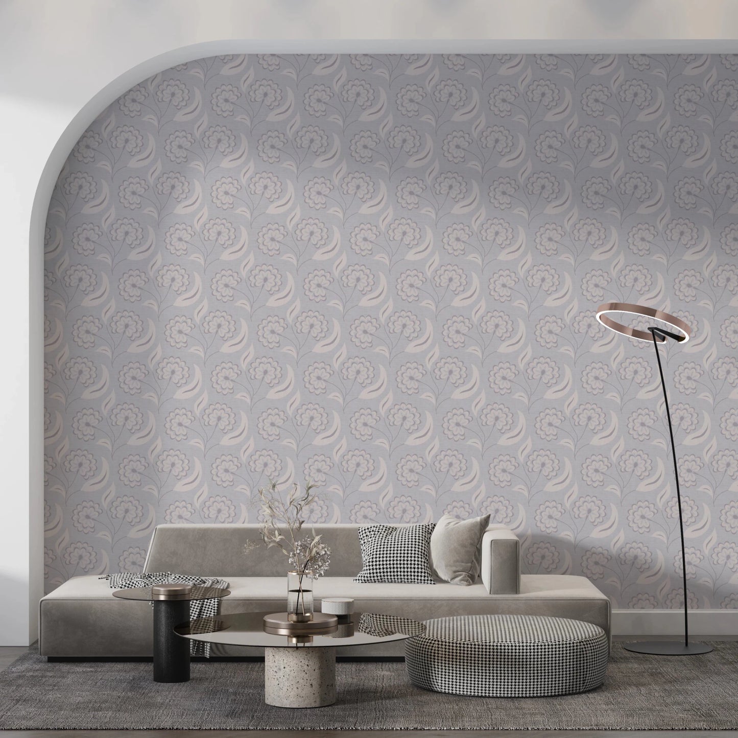 Serene Floral beige Wallpaper⁠