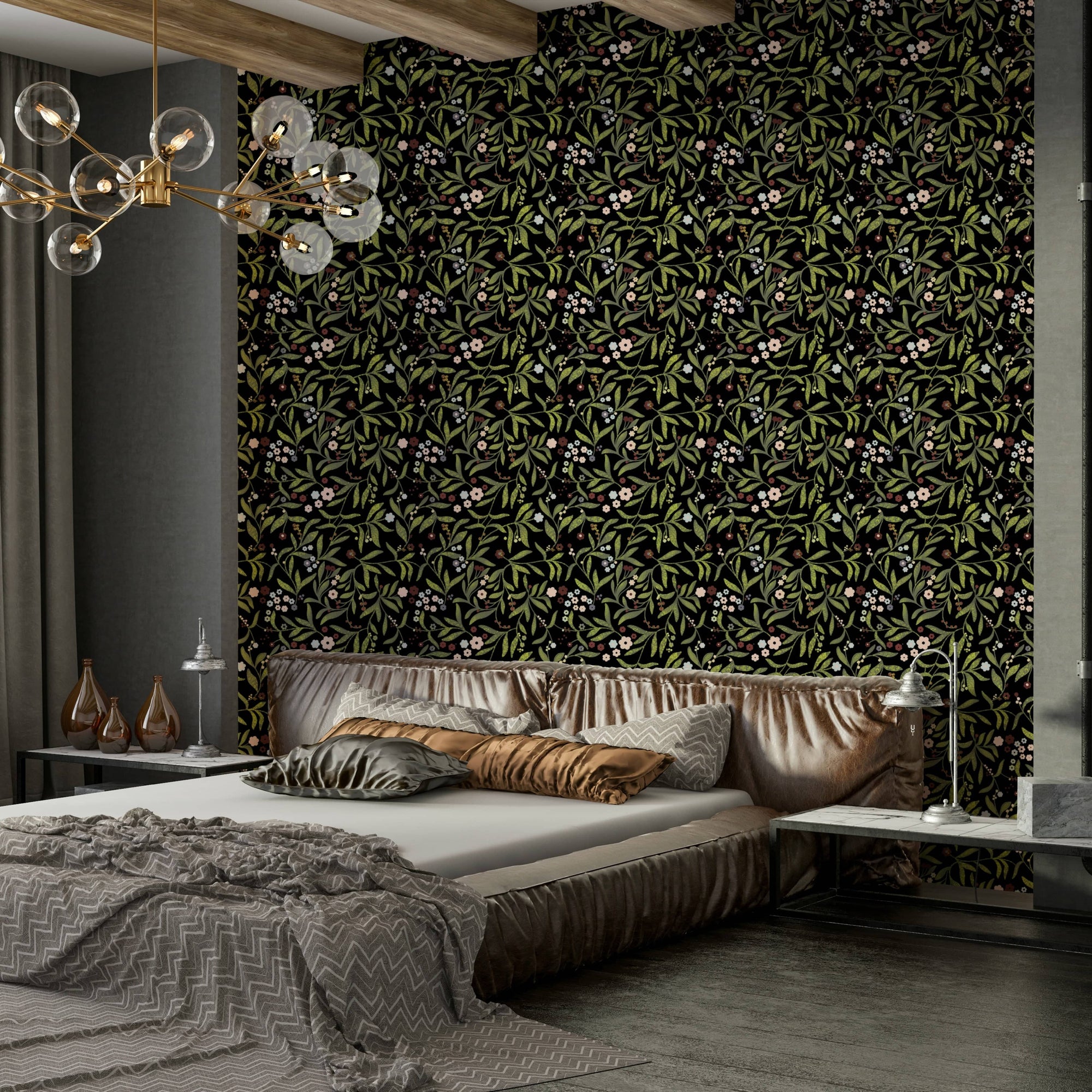A classic floral wallpaper for walls with a calming theme.

