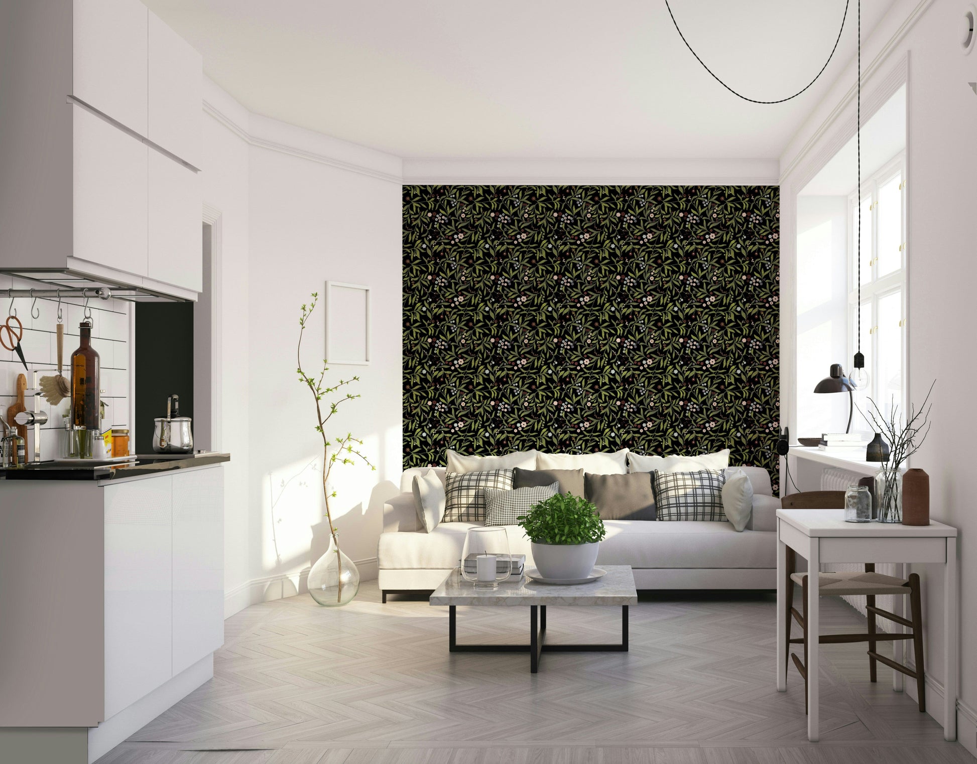 A tranquil subtle flower wall mural for your decor.

