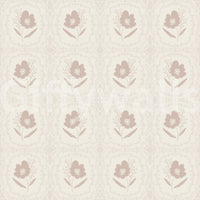 A warm, understated wallpaper featuring tiny floral emblems in a repeated grid.