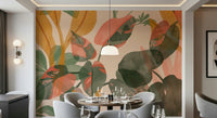 A peaceful organic pattern mural on decorative wallpaper.

