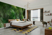 Serene Forest Pathway Art Print | Tranquil Nature Photography | Green Landscape Decor Wall Mural