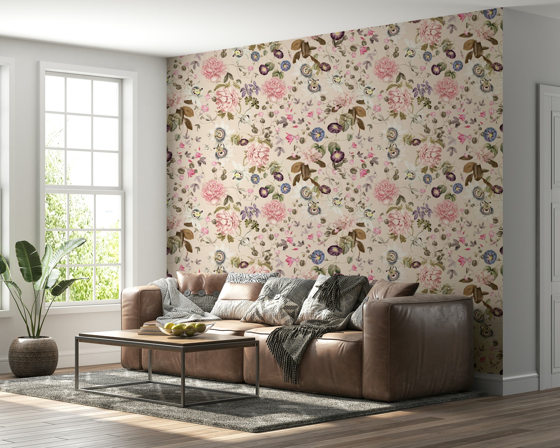 Delicate flower designs in Serene Garden Escape wallpaper

