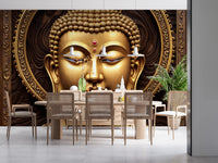 Serene Gold Buddha Wall Mural