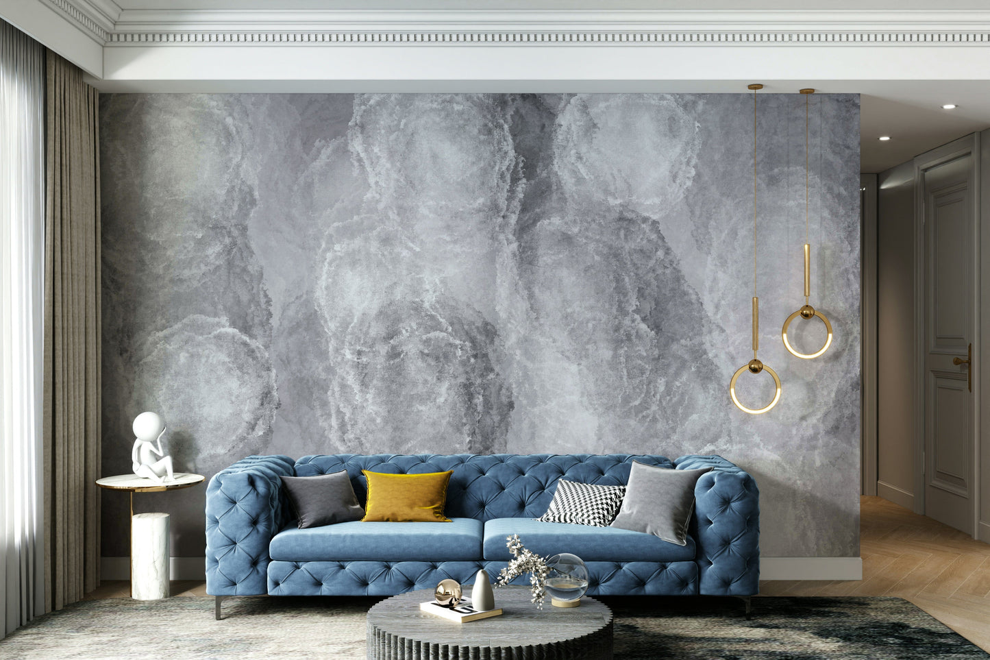 A beautiful modern sky wall mural for a living room.

