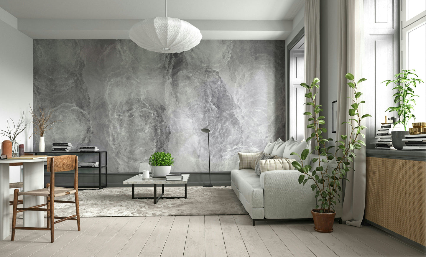 A contemplative gray sky wallpaper mural for a feature wall.

