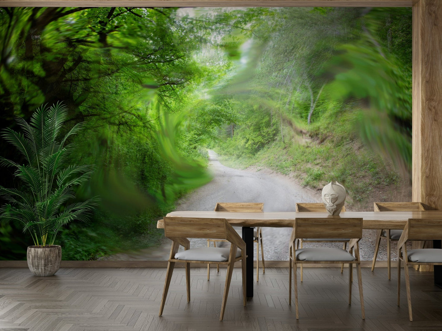 Green scenery mural for interiors
