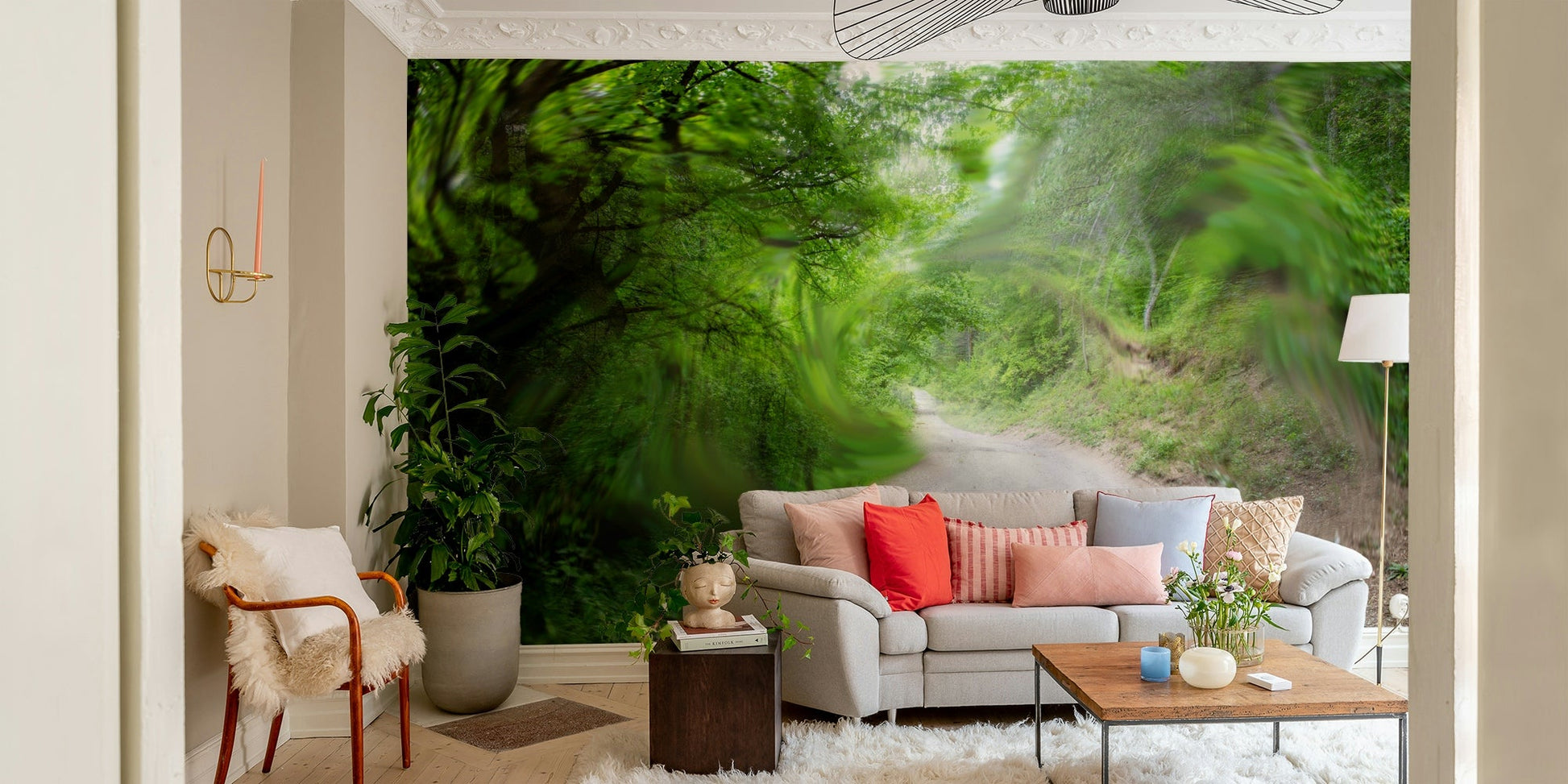 Green pathway nature wall mural
