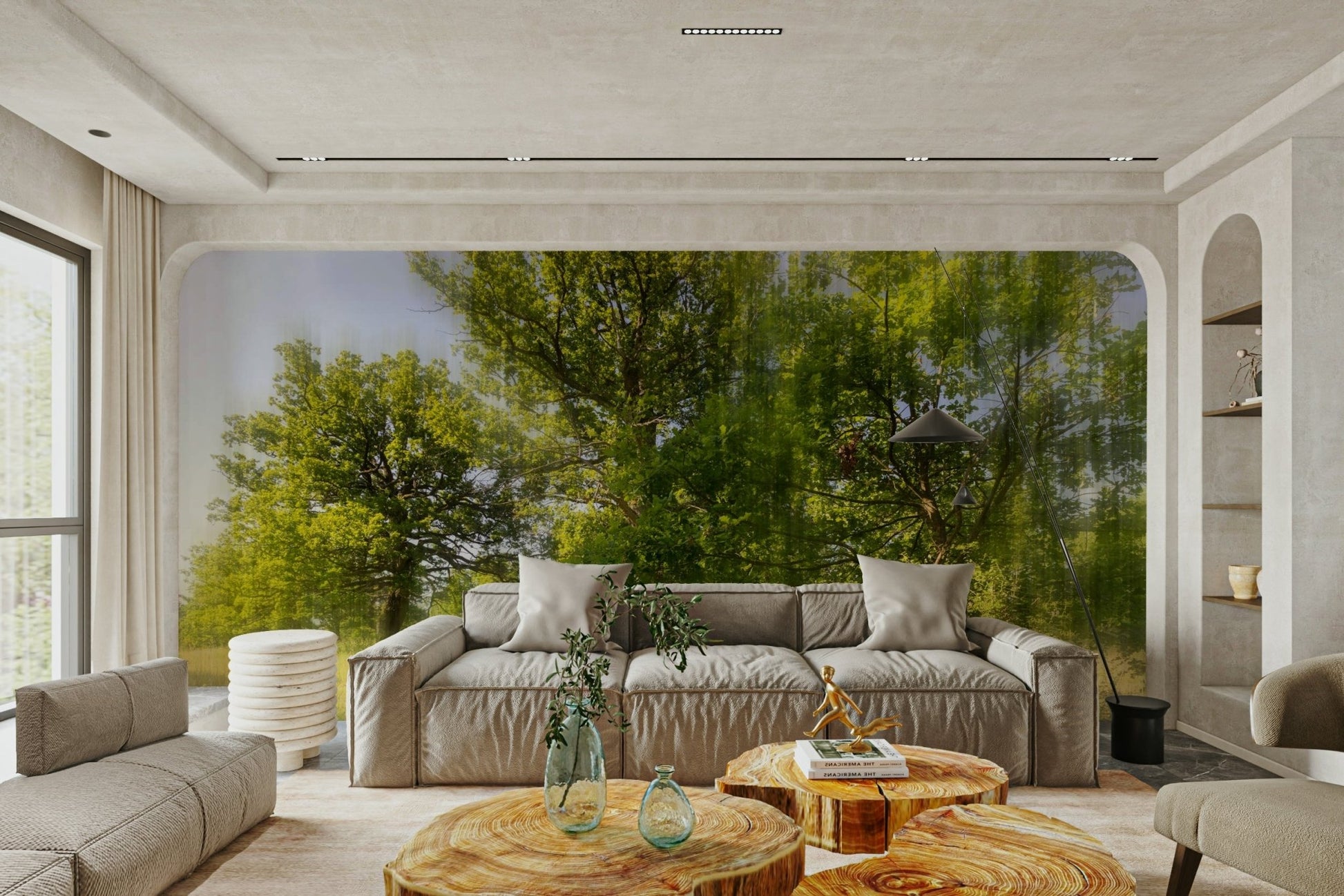 Soft light tree landscape wall mural
