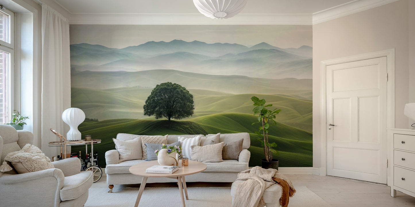 Serene landscape wallpaper ideal for peaceful room design

