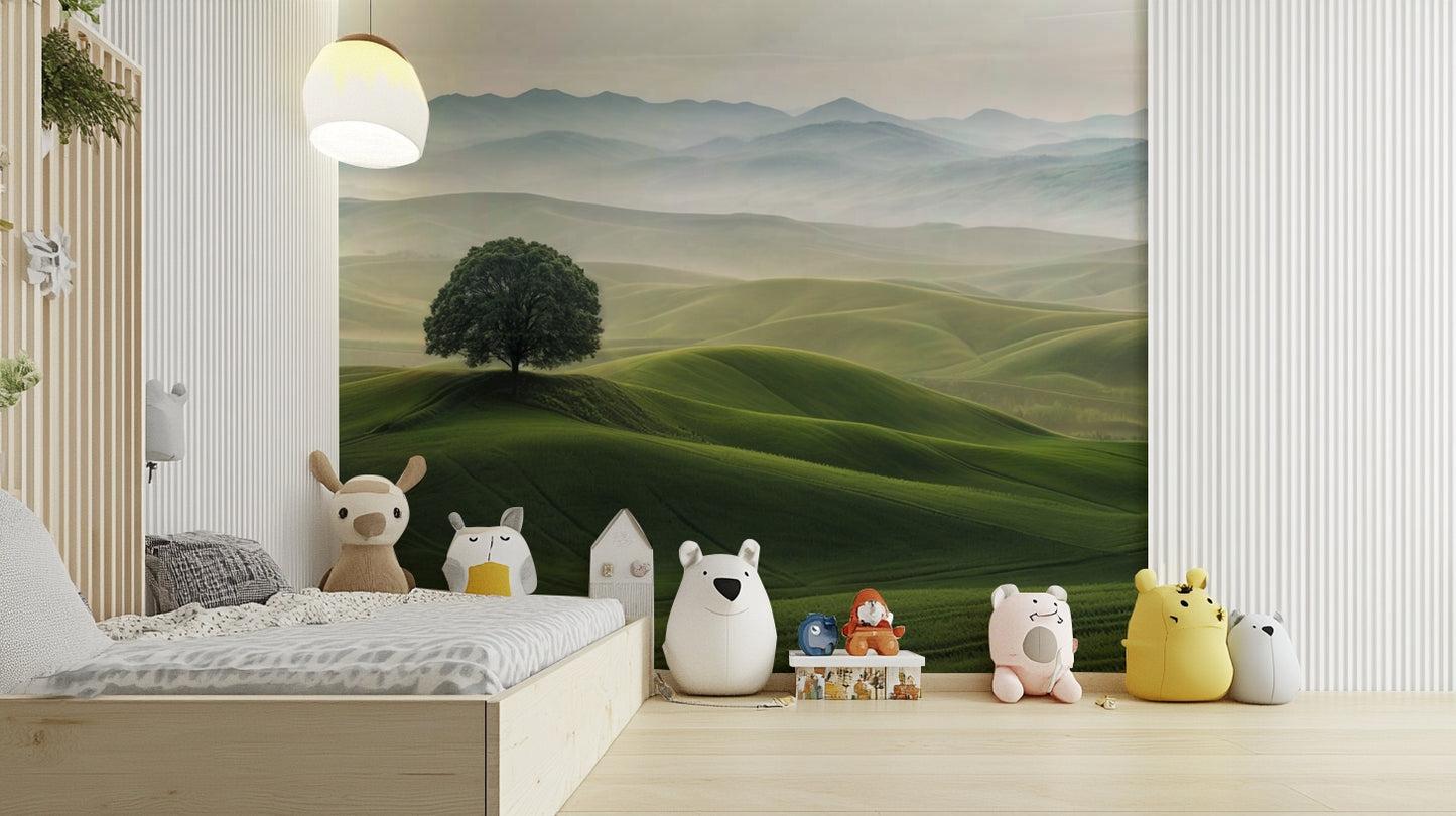 Nature-inspired wallpaper with calm hill and sky tones

