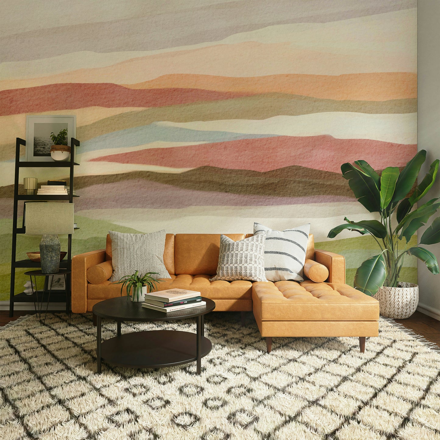 Soft landscape mural featuring distant horizons

