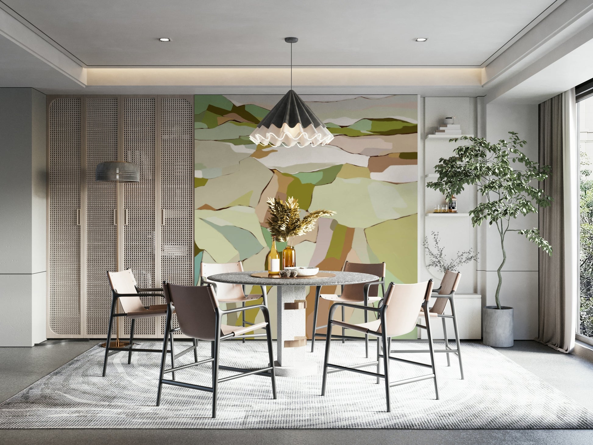 Bedroom calm landscape mural

