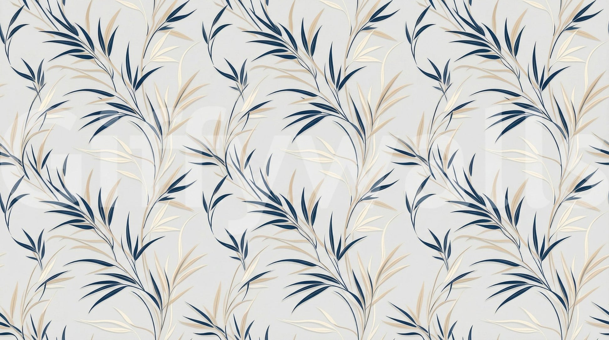 Elegant Serene Leaf Sway Wall Mural adding a natural touch to any space.