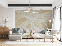 Textured wall mural Flowing Lines ethereal white sketch on canvas color