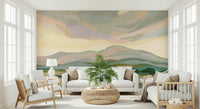 Impressionistic Painted Mountainscape decor tranquil nature design.