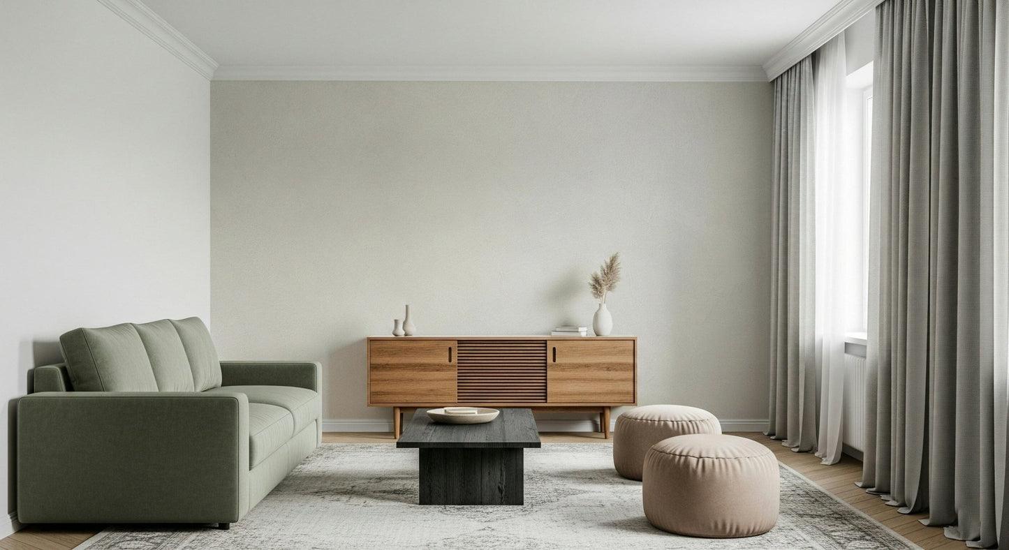 Subtle creamy plaster surface creating calming wall effect