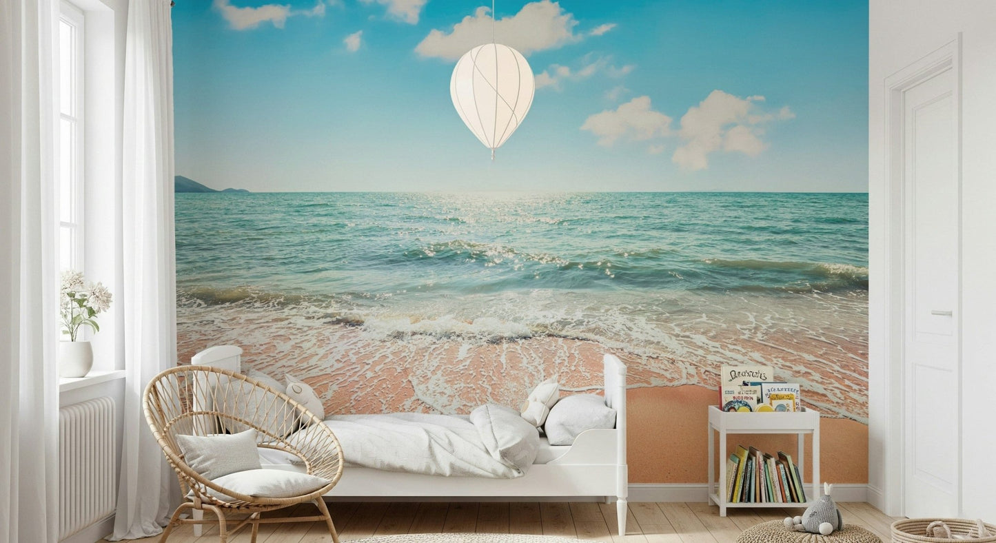 Authentic Serene, pristine beach photo wall covering water reflection.