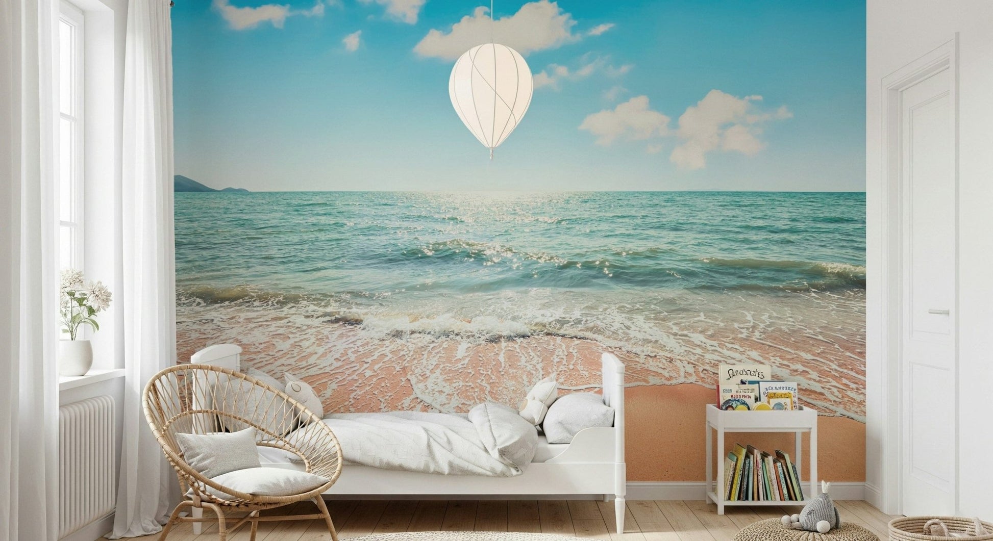Authentic Serene, pristine beach photo wall covering water reflection.