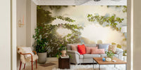 Peaceful foliage and water mural
