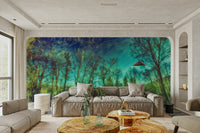 Artistic tree reflection mural
