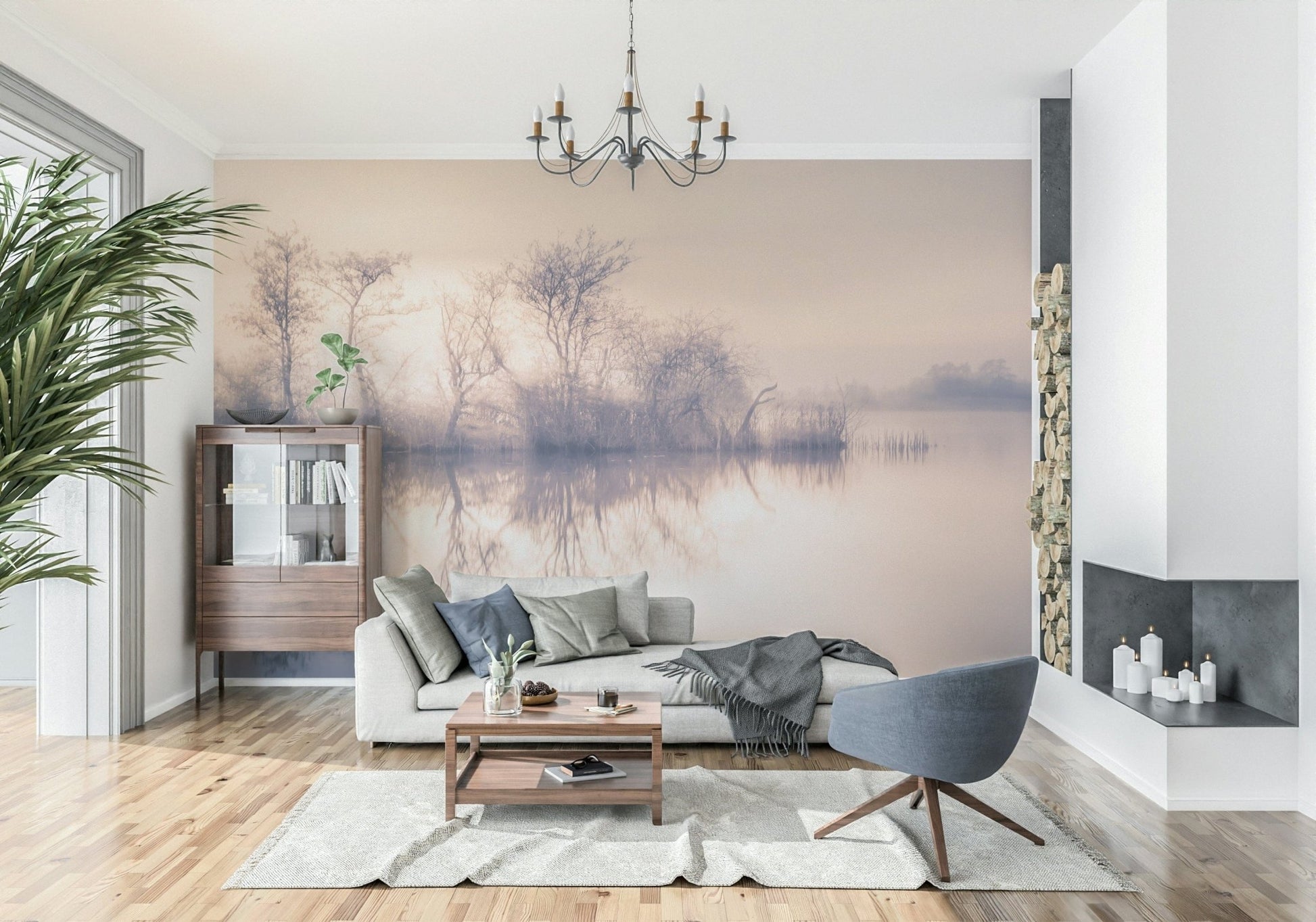 Peaceful Serene Reflections wallpaper for a relaxing interior.