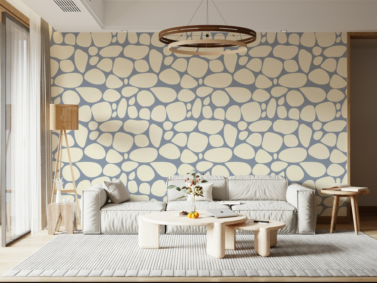 River Rocks wallpaper, aesthetic stone pattern wall covering, serenity.