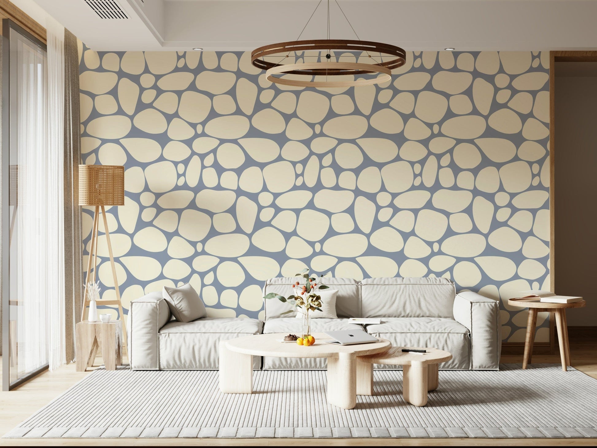 River Rocks wallpaper, aesthetic stone pattern wall covering, serenity.