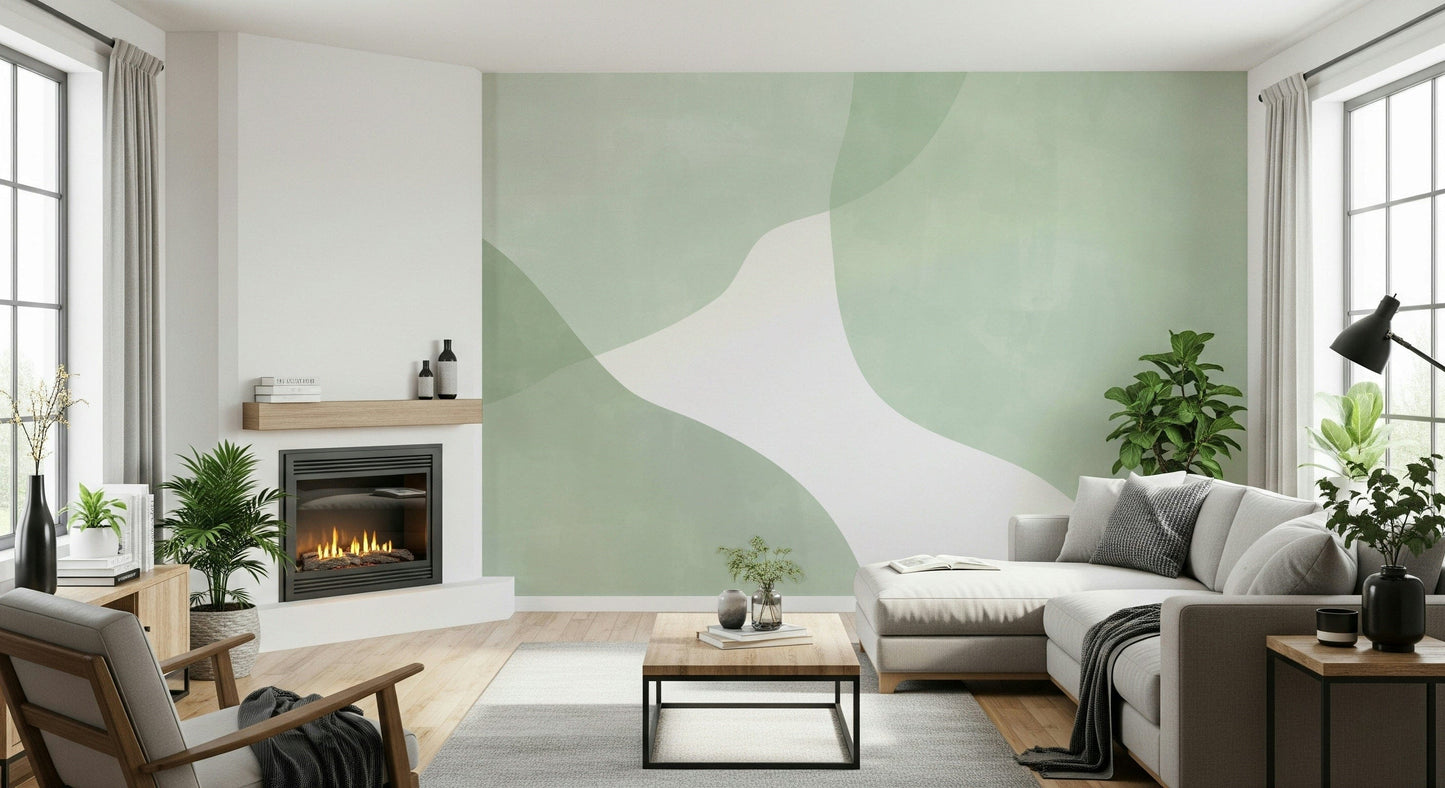 Serene Sage Curves Wall Mural - 2861710