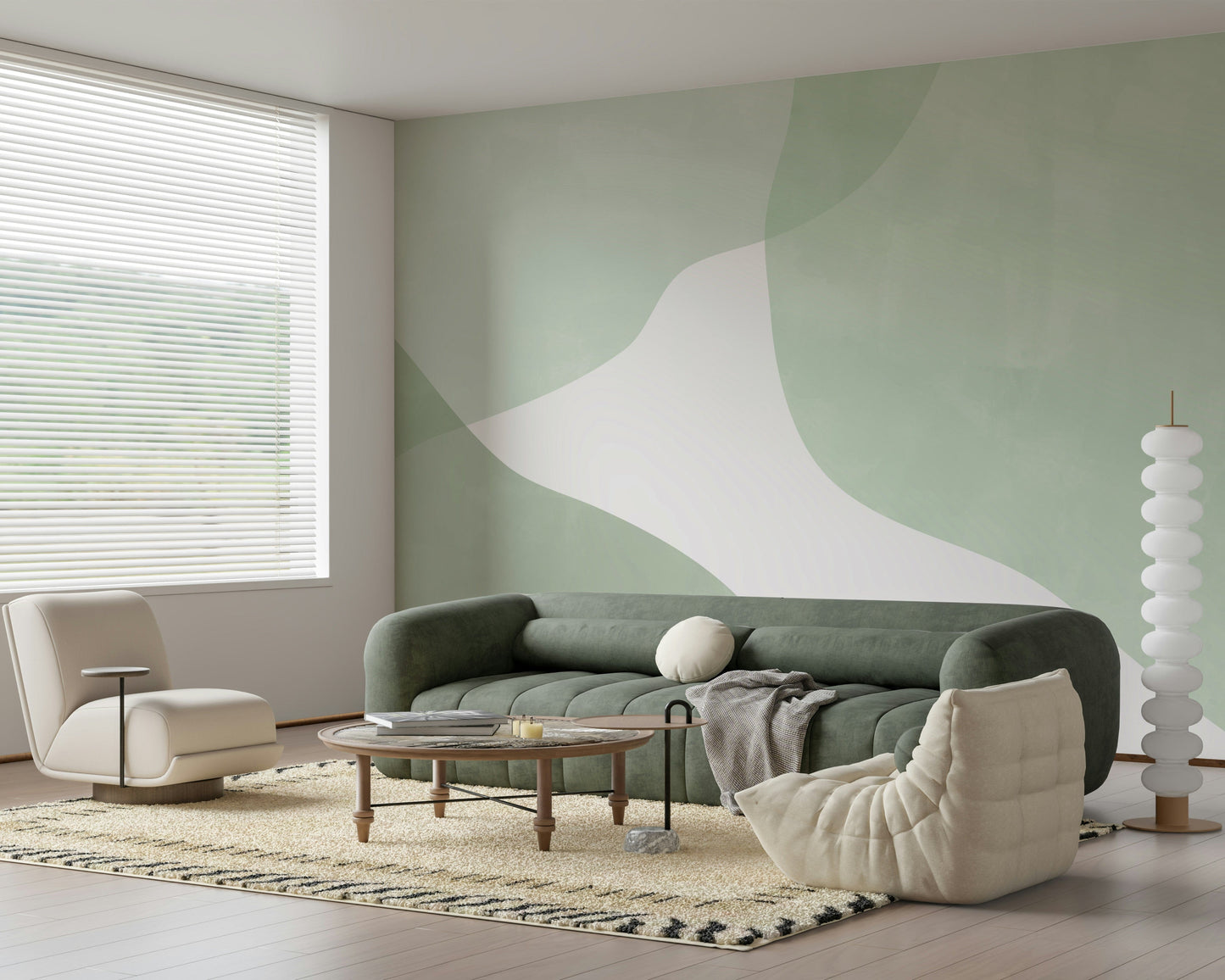 Serene Sage Curves Wall Mural - 2861710