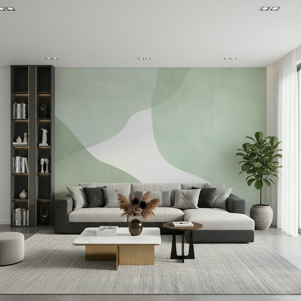 Serene Sage Curves Wall Mural - 2861710