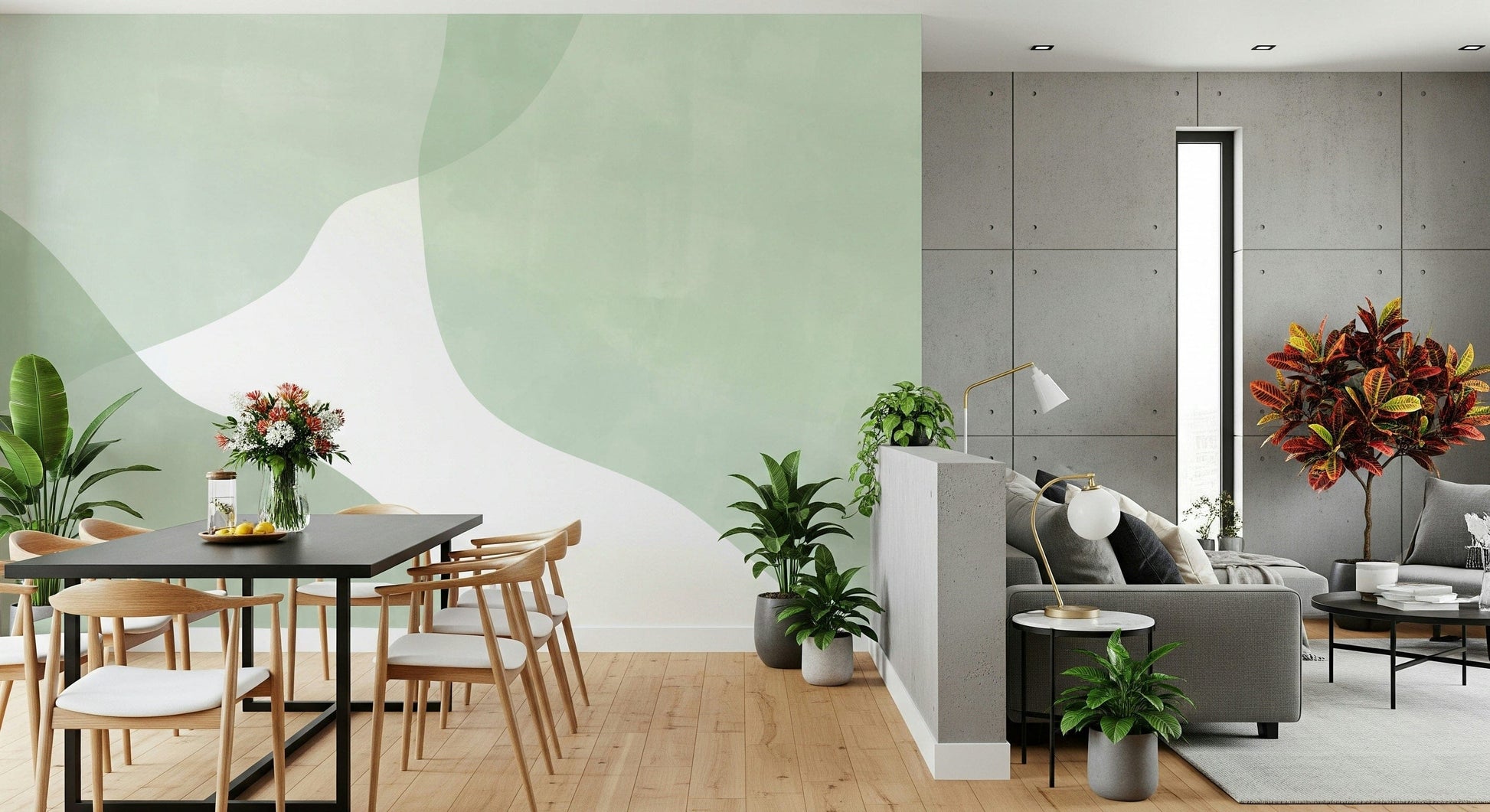 A contemplative gentle design wallpaper mural for a feature wall.