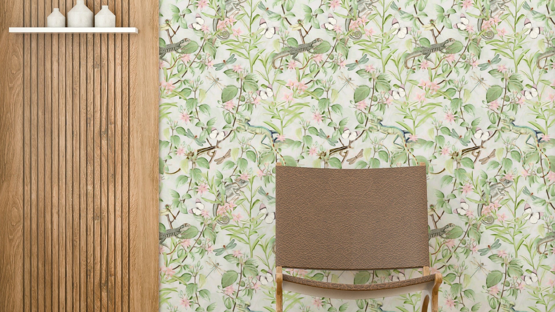 Serene Sanctuary Botanical Dreamscape Wallpaper with lush greenery

