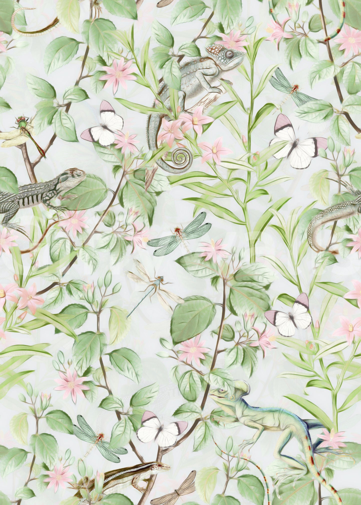 Botanical Dreamscape wallpaper with soft tones and floral elements.

