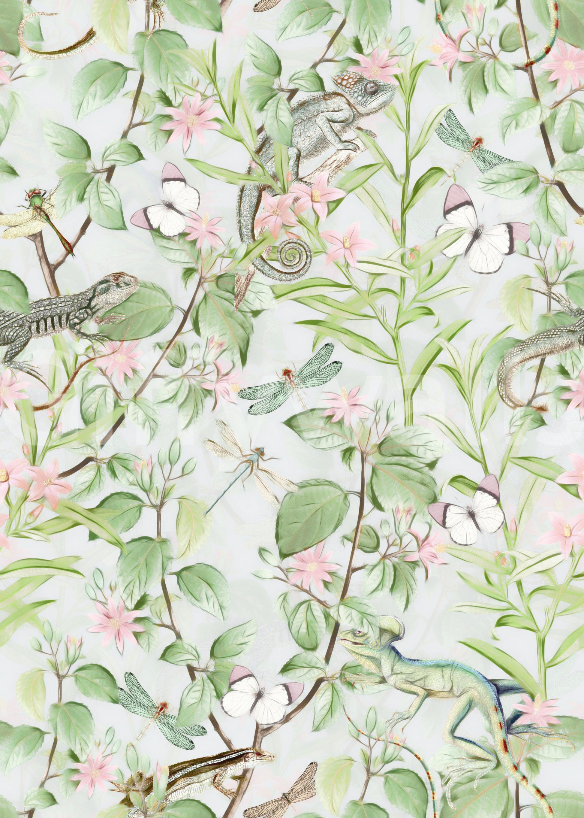 Botanical Dreamscape wallpaper with soft tones and floral elements.

