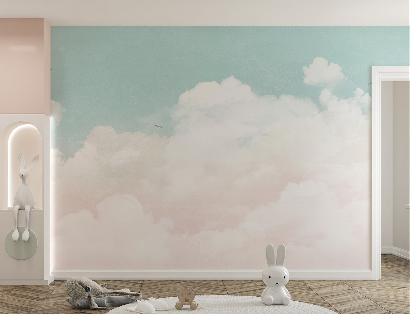 Soothing pastel clouds on serene sky wallpaper