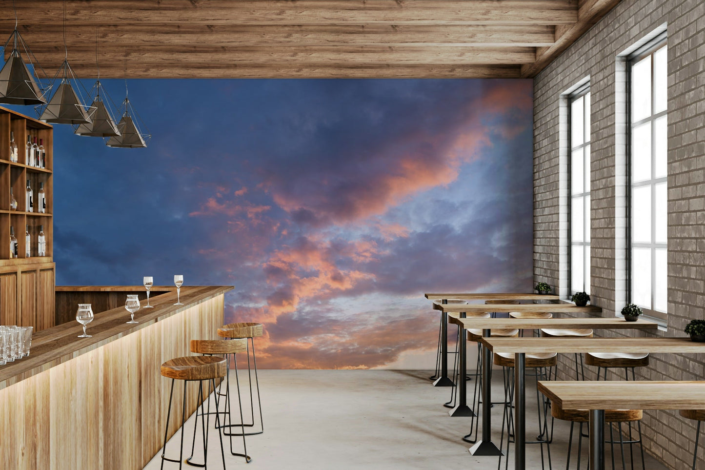 Soft evening sky wall mural

