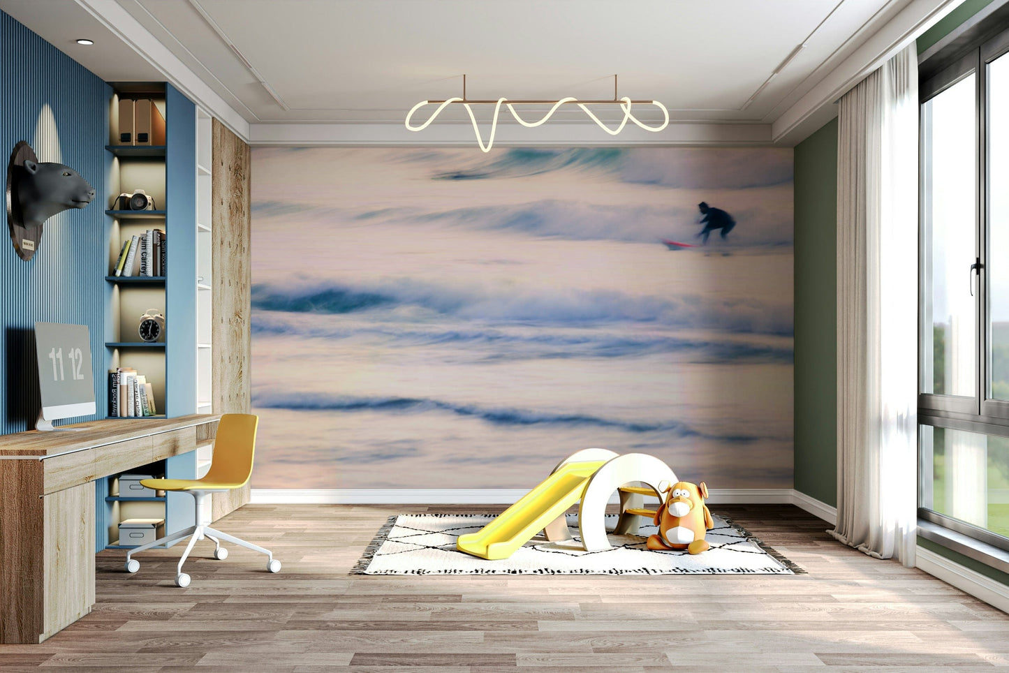 The wallpaper for walls being admired in a home.

