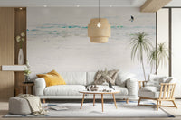 A beautiful tropical beach wall mural for a living room.

