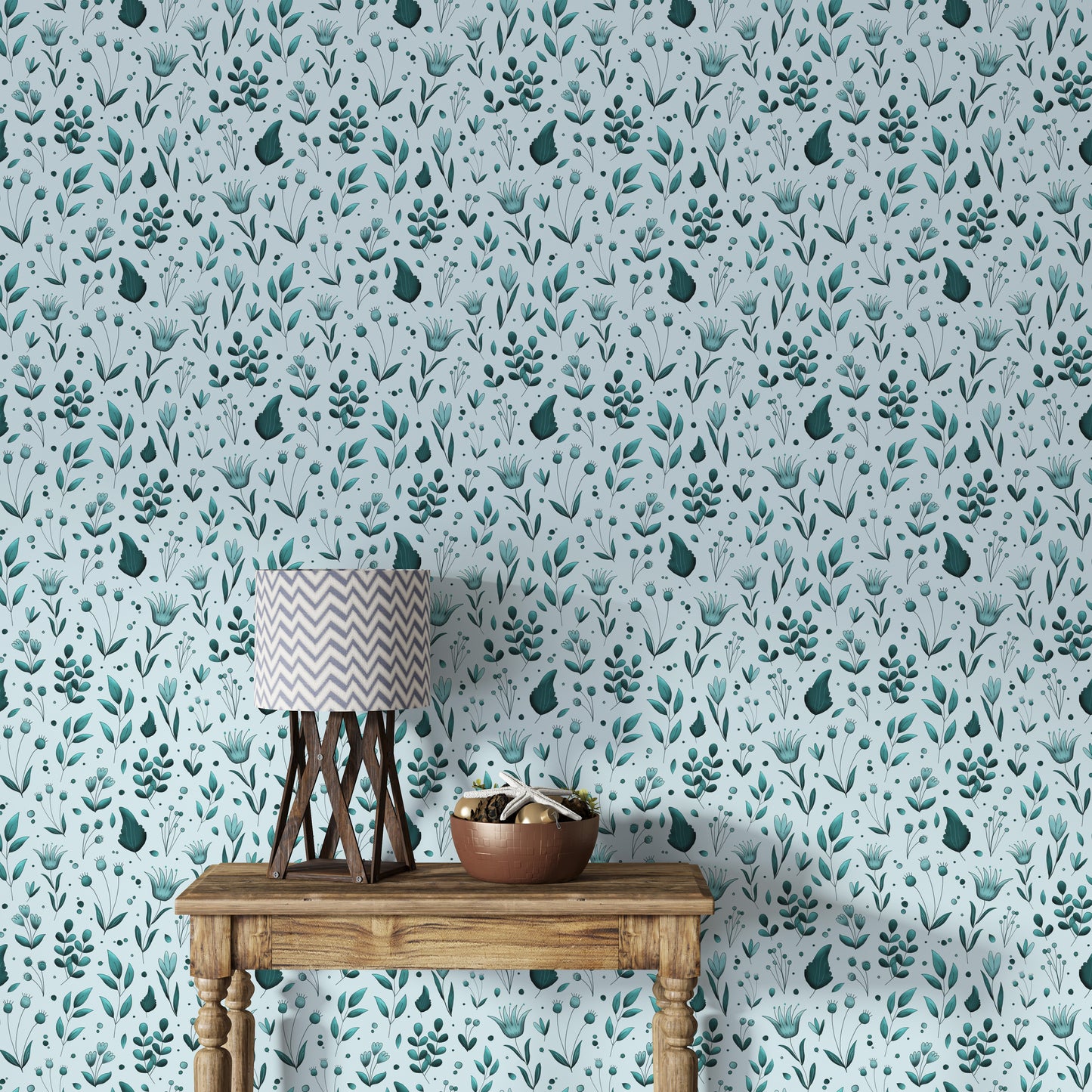 Serene Teal Garden Wallpaper