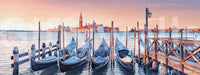Minimal lounge with Venice mural, soft colour city view