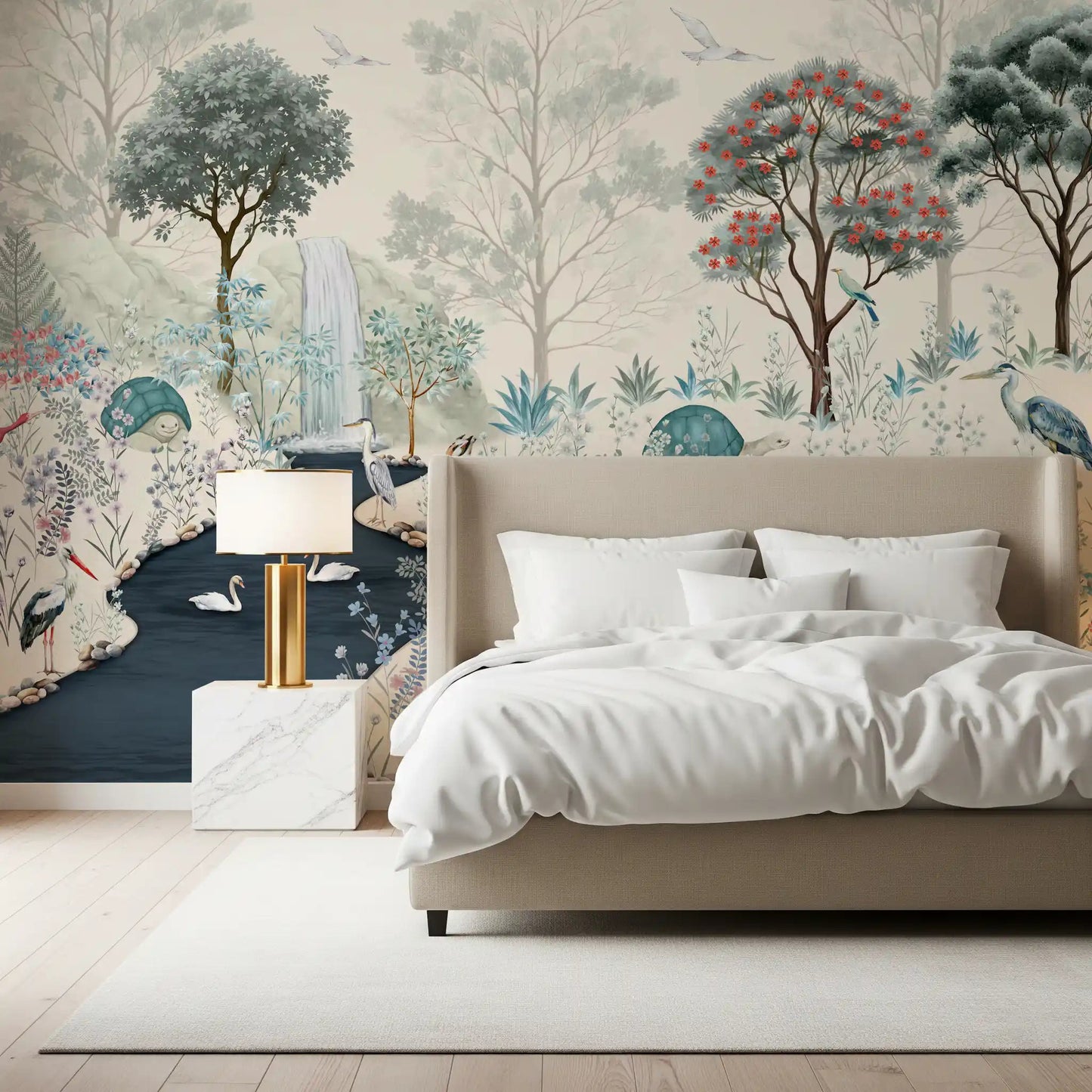 Serene Woodland Stream Wall Mural