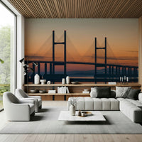 Severn Bridge silhouette wallpaper breathtaking evening beauty.