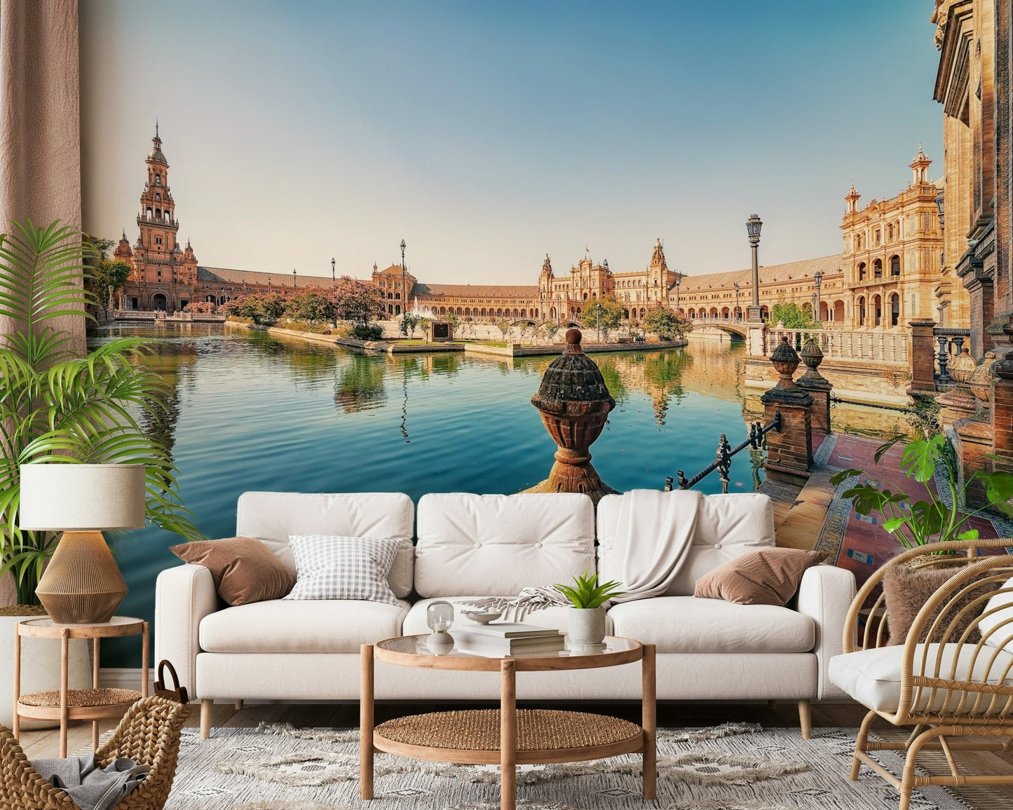 Plaza de España canal view Seville Serenity wallpaper mural.