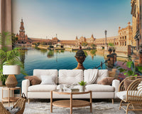 Plaza de España canal view Seville Serenity wallpaper mural.