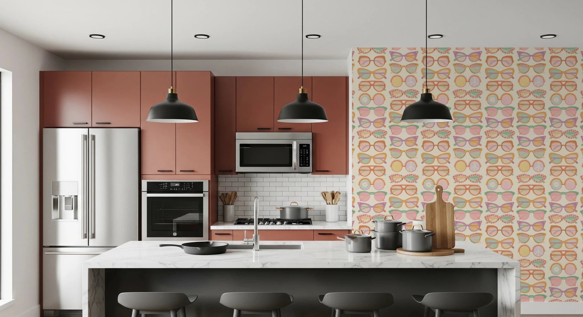 Shades of Cool - Mid - Mod Summer Muted Tones Wallpaper⁠