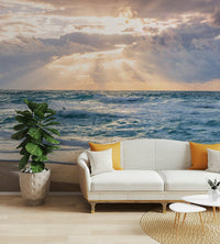 Ocean view twilight mural bringing nature indoors

