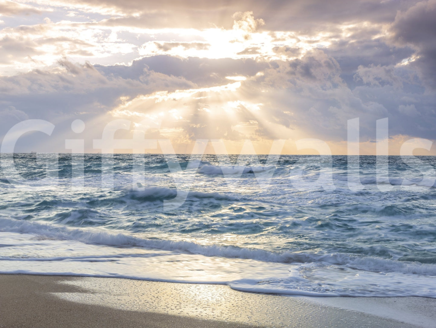 Shades of twilight mural capturing ocean serenity

